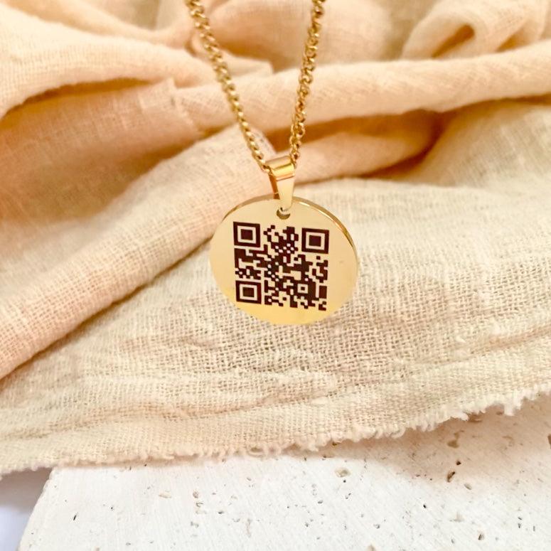 Unisex Personalised QR Code Necklace, Memorial Voicemail Gift, Engraved  Jewelry QR Code, Secret Message Pendant, Custom Song Jewelry - Etsy